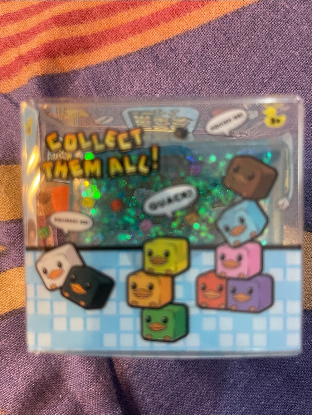 Duck Duck Cube! Sensory Squishy Toy - Glittery Blue - Picture 3 of 4